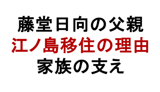 藤堂日向の父親はどんな人？江ノ島移住と家族の支えを解説