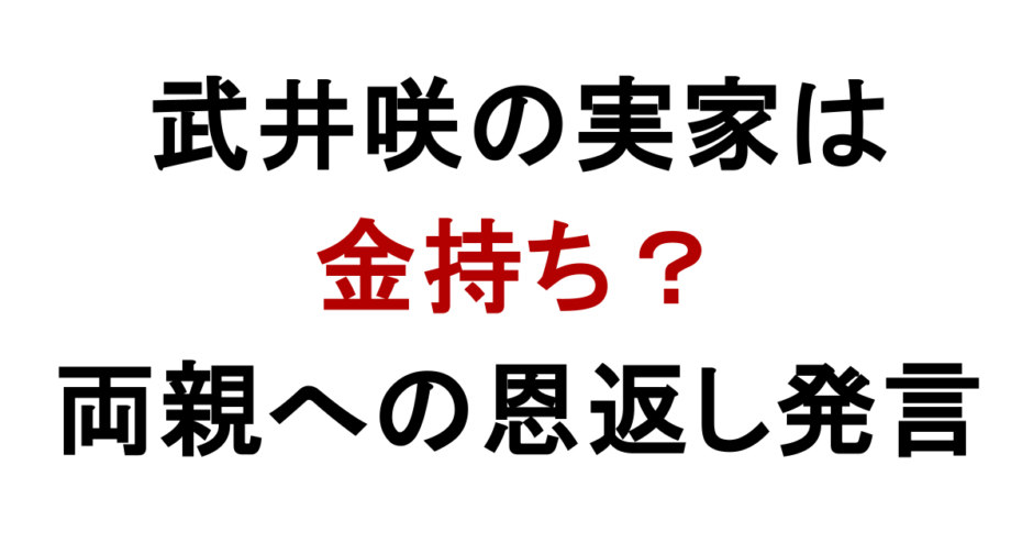 武井咲の実家は 金持ち？ 両親への恩返し発言