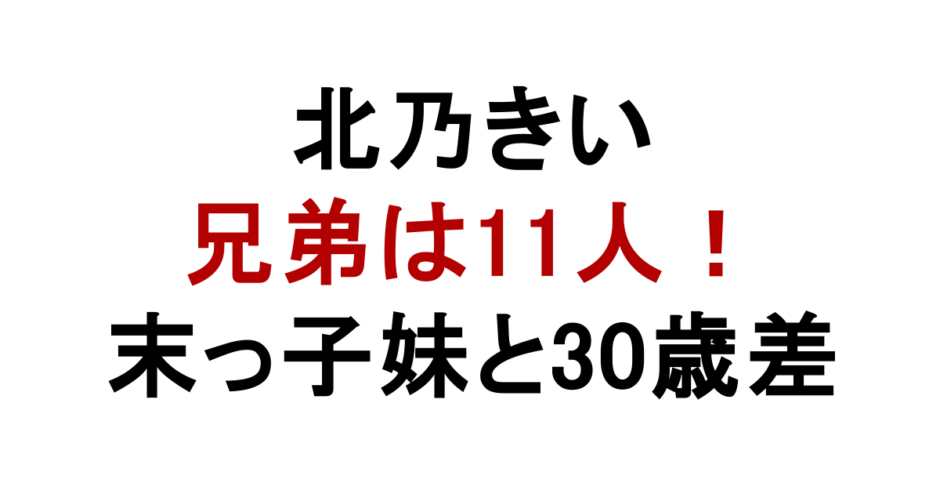北乃きい 兄弟は11人！ 末っ子妹と30歳差