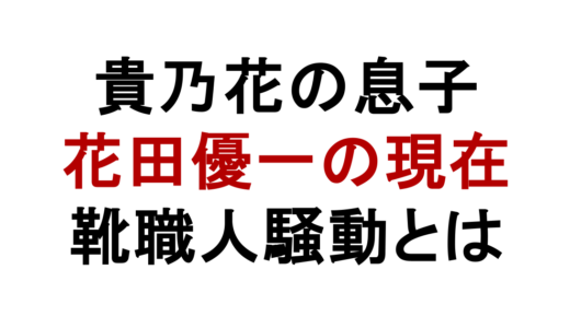 貴乃花の息子は現在何してる？花田優一の靴職人騒動と親子関係