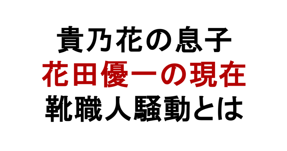 貴乃花の息子 花田優一の現在 靴職人騒動とは