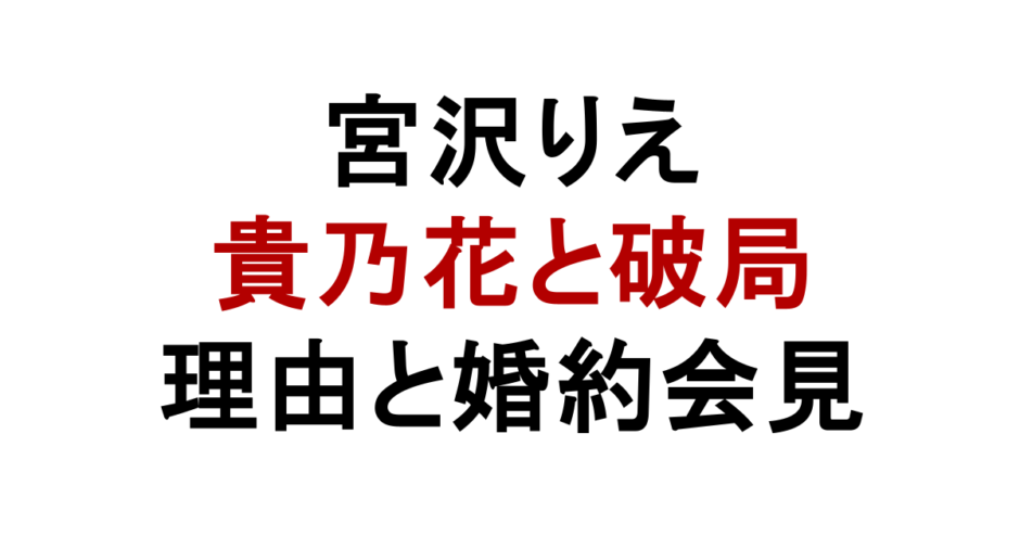 宮沢りえ 貴乃花と破局 理由と婚約会見